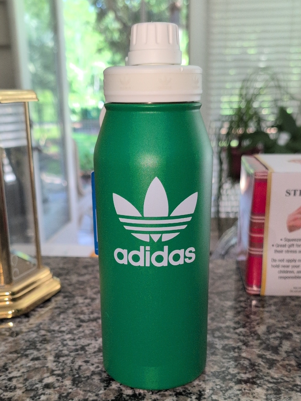 adidas Green  Water Bottle with White Trefoil Logo 32 Oz